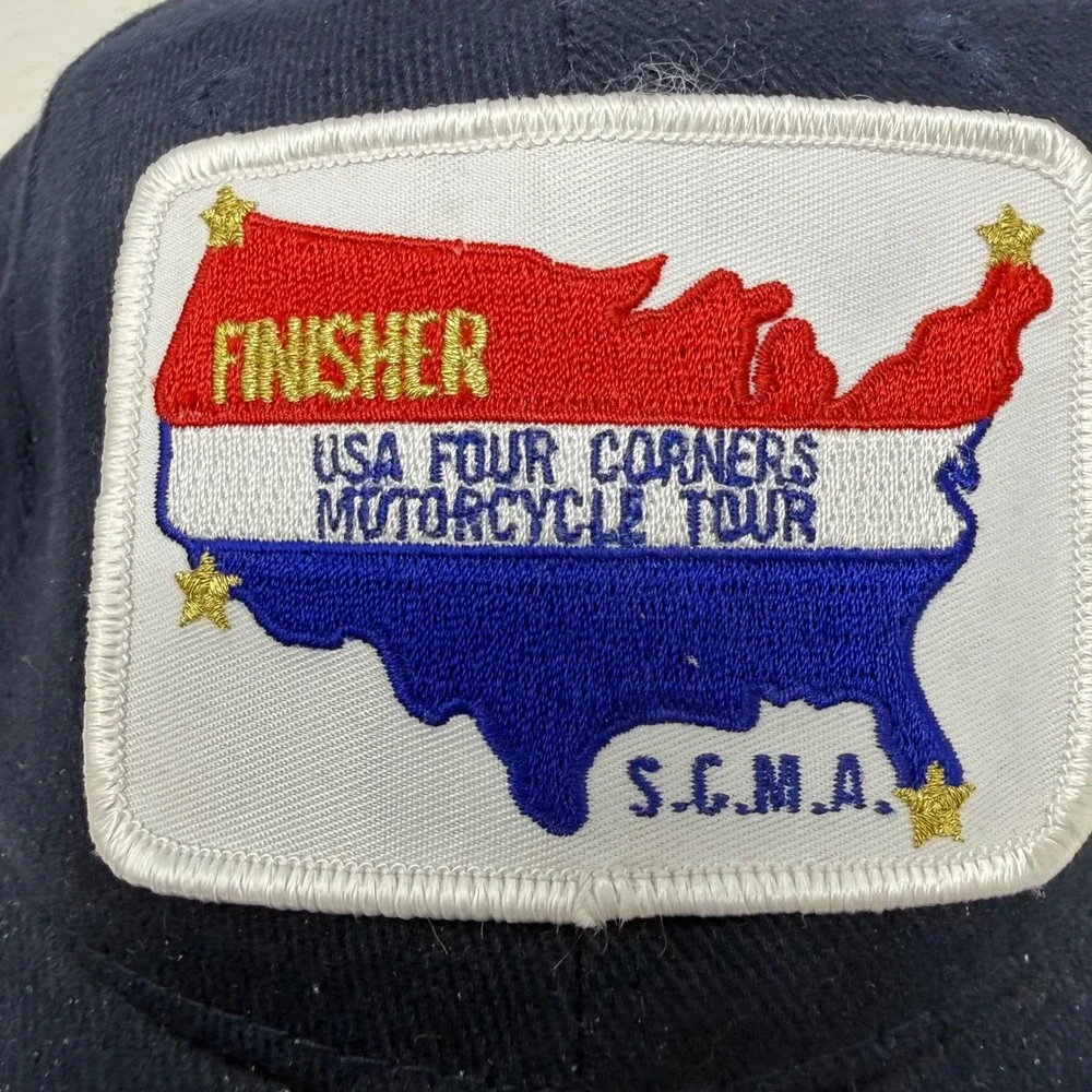 SCMA USA Four Corners Motorcycle Tour Finisher Hat Navy Blue Adjustable Cap